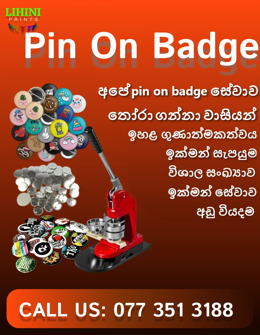 Pin On Badge Best LK made in lihini prints